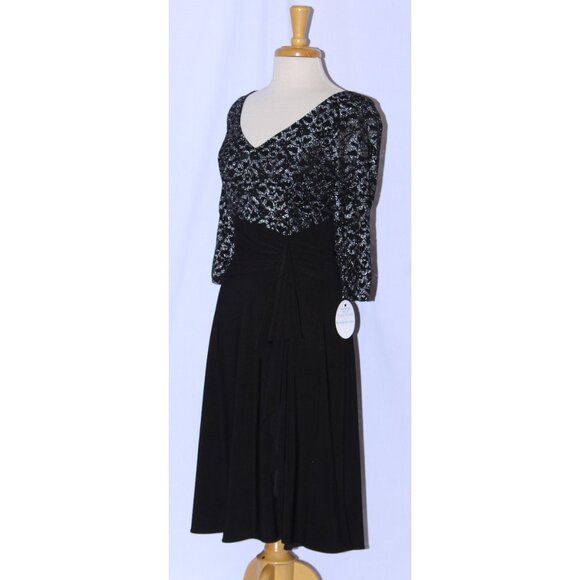 NWOT Fanny Fashion #1574 Short Jersey and Lace Formal Dress-Size L-BLACK - Picture 4 of 7